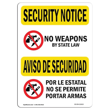 OSHA SECURITY NOTICE, 10 Height, 14 Width, Rigid Plastic